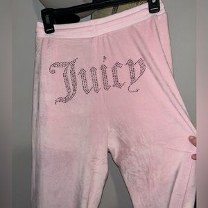 Juicy Couture Pink Velour Tracksuit Sweatpants Studded